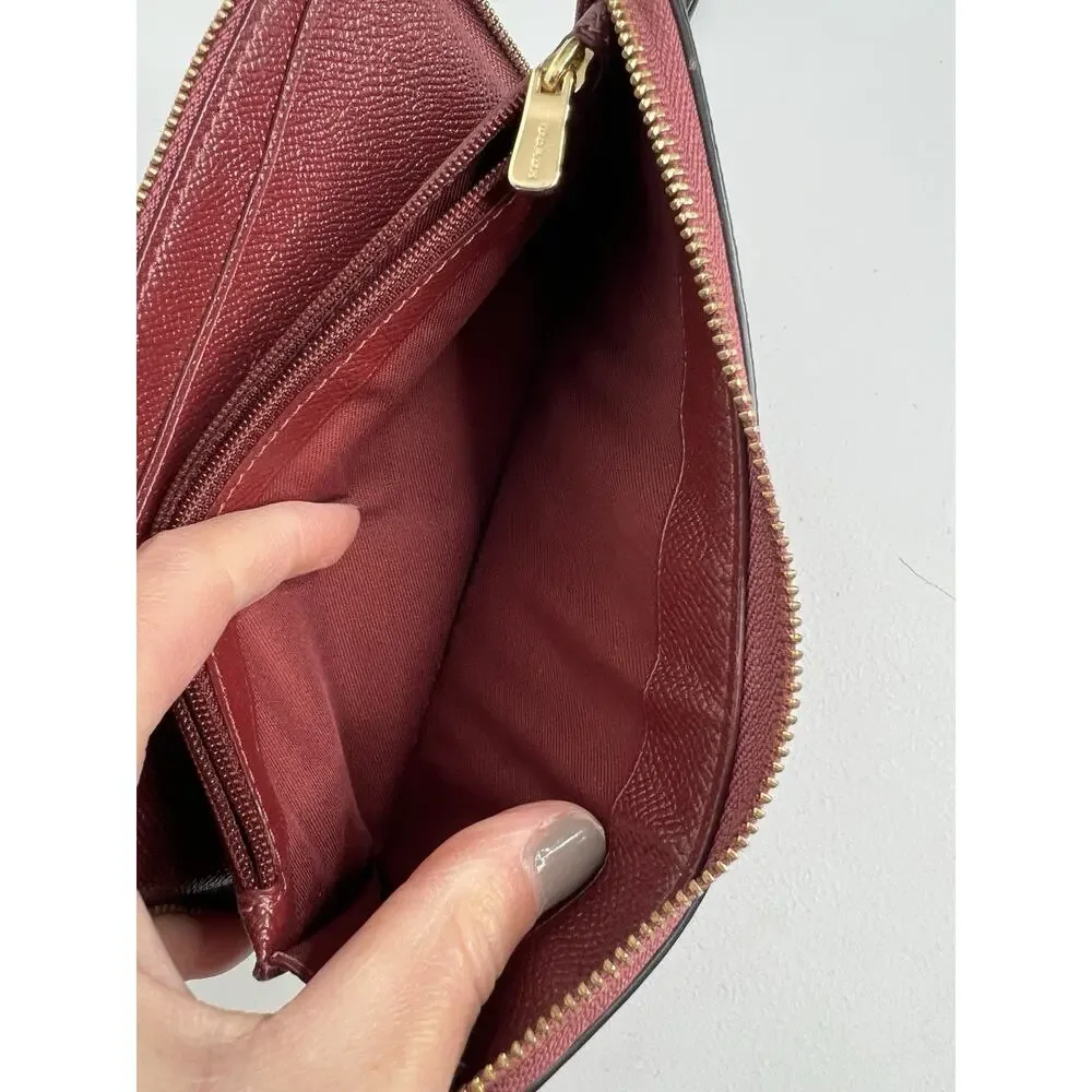 Coach Crossgrain Leather Corner Zip Metallic Wallet